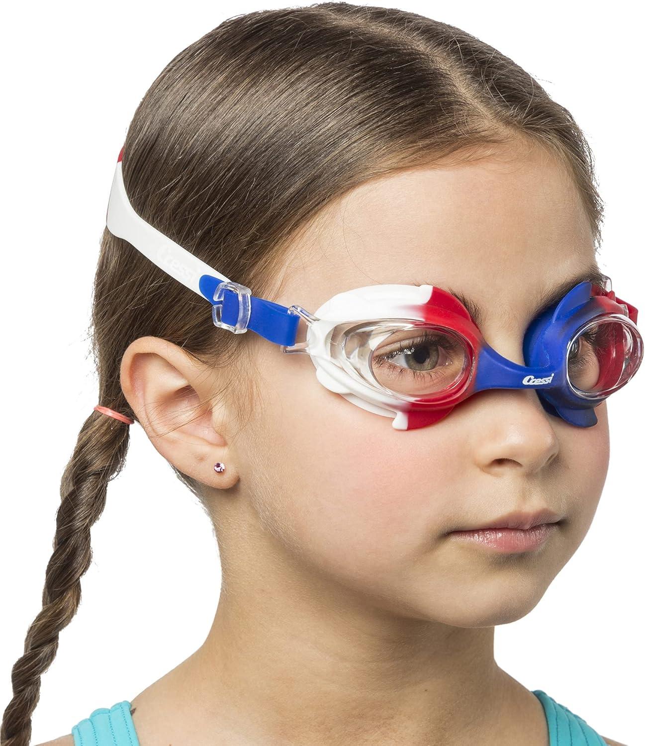 imageCressi Colorful Kids Swim Goggles for Boys and Girls 48 Years Old Dolphin 20 Starfish and Seahorse Designed in ItalyBlueWhiteRed