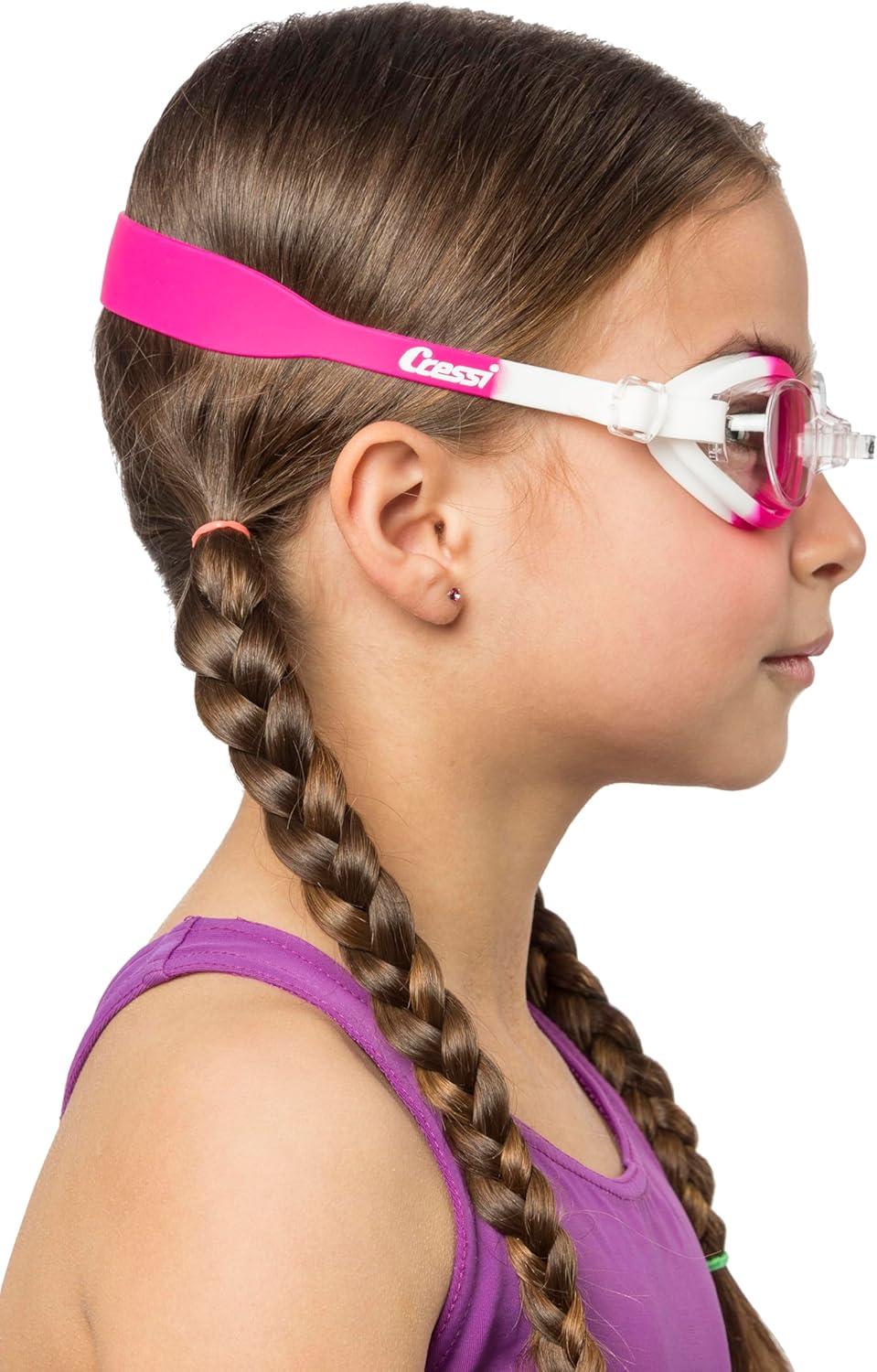 imageCressi Colorful Kids Swim Goggles for Boys and Girls 48 Years Old Dolphin 20 Starfish and Seahorse Designed in ItalyWhitePink