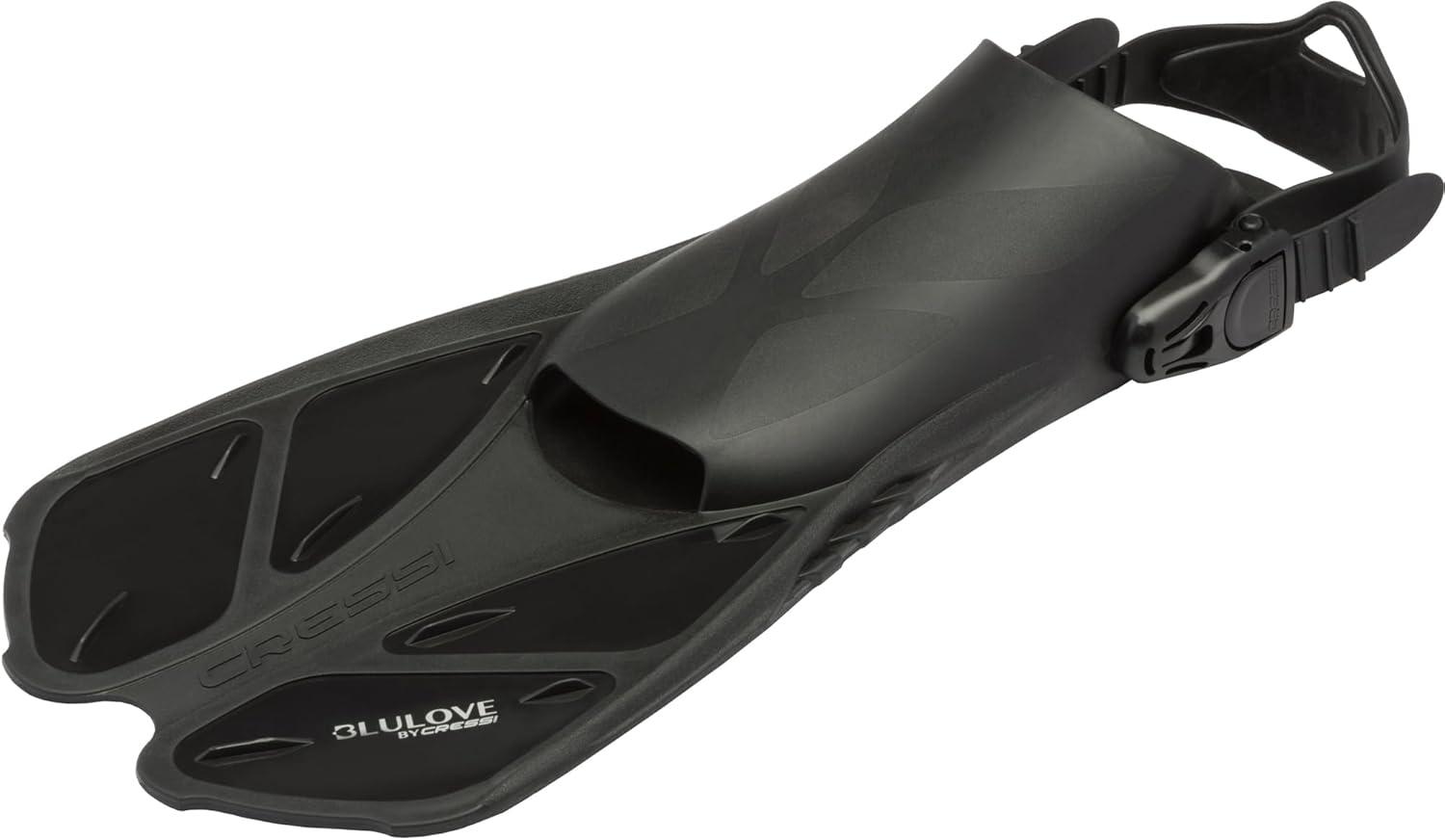 imageCressi Adult Short Adjustable Swim Fins with UltraResistant Buckles Very Light Ideal for Traveling Bonete Designed in ItalyBlackBlack