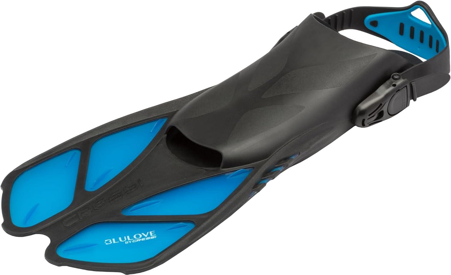 imageCressi Adult Short Adjustable Swim Fins with UltraResistant Buckles Very Light Ideal for Traveling Bonete Designed in ItalyTranslucent Aquamarine