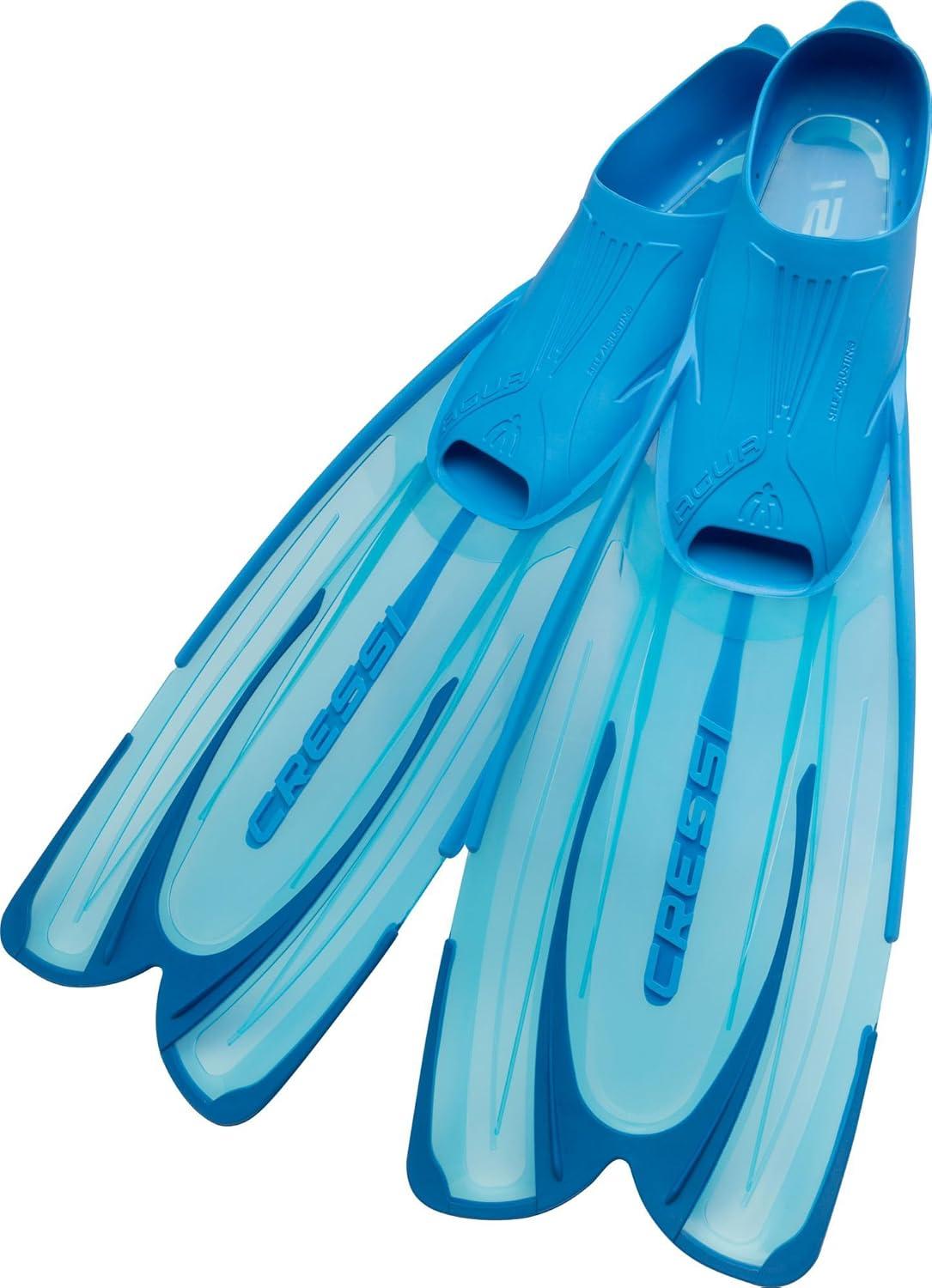 imageCressi Adult Snorkeling Fins with SelfAdjustable Comfortable Full Foot Pocket Perfect for Traveling Agua made in ItalyAquamarine