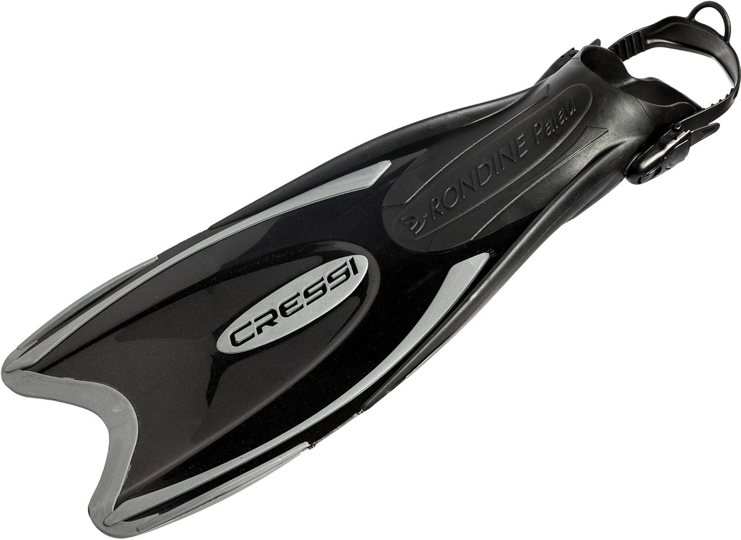 imageCressi Snorkeling Adjustable Fins for All Family Long Blade Versatile Open Heel Flippers Palau Made in ItalyBlackTitanium