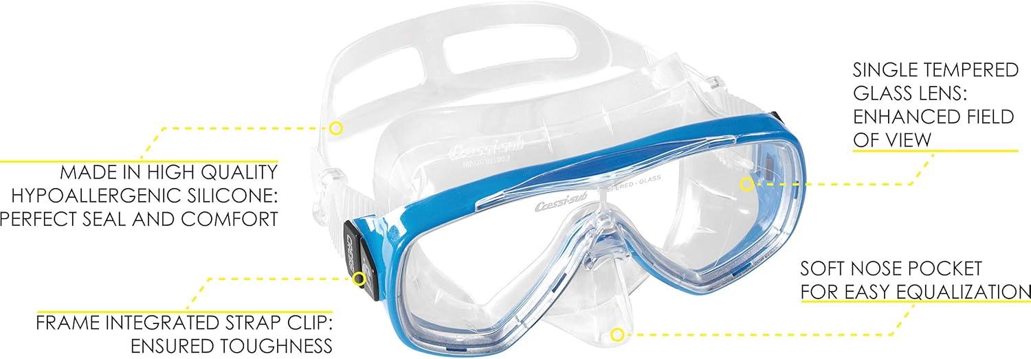 imageCressi Adult Light Weight Premium Travel Snorkel Set Mask amp Fins Made in Italy Palau Set by Cressi Quality Since 1946Blue