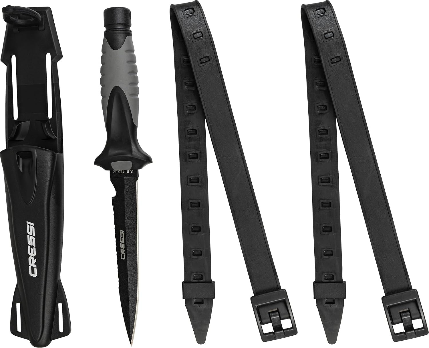 image:imageCressi Underwater Spearfishing Knife with Tapering Blade Tempered Stainless Steel Blade Finisher Designed in ItalyBlackGrey