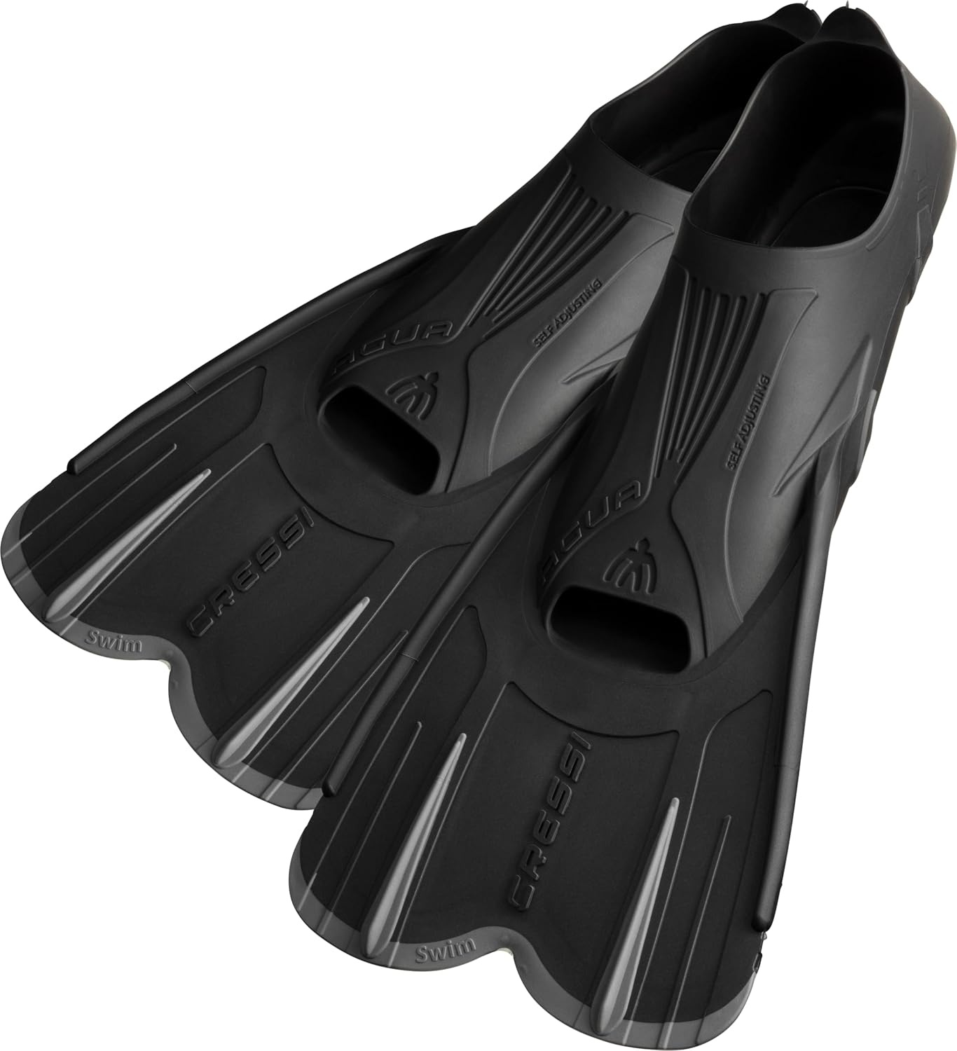 image:imageCressi Adult Short Light Swim Fins with SelfAdjustable Comfortable Full Foot Pocket Perfect for Traveling Agua Short Made in ItalyBlackSilver D