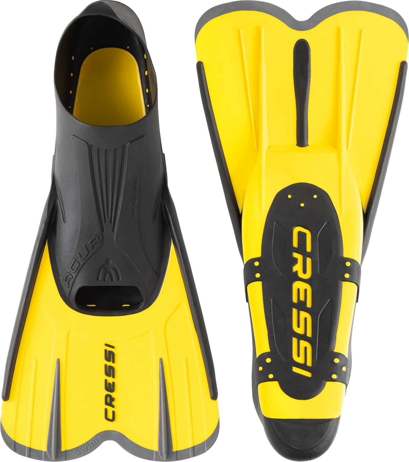 image:imageCressi Adult Short Light Swim Fins with SelfAdjustable Comfortable Full Foot Pocket Perfect for Traveling Agua Short Made in ItalyYellowBlack D