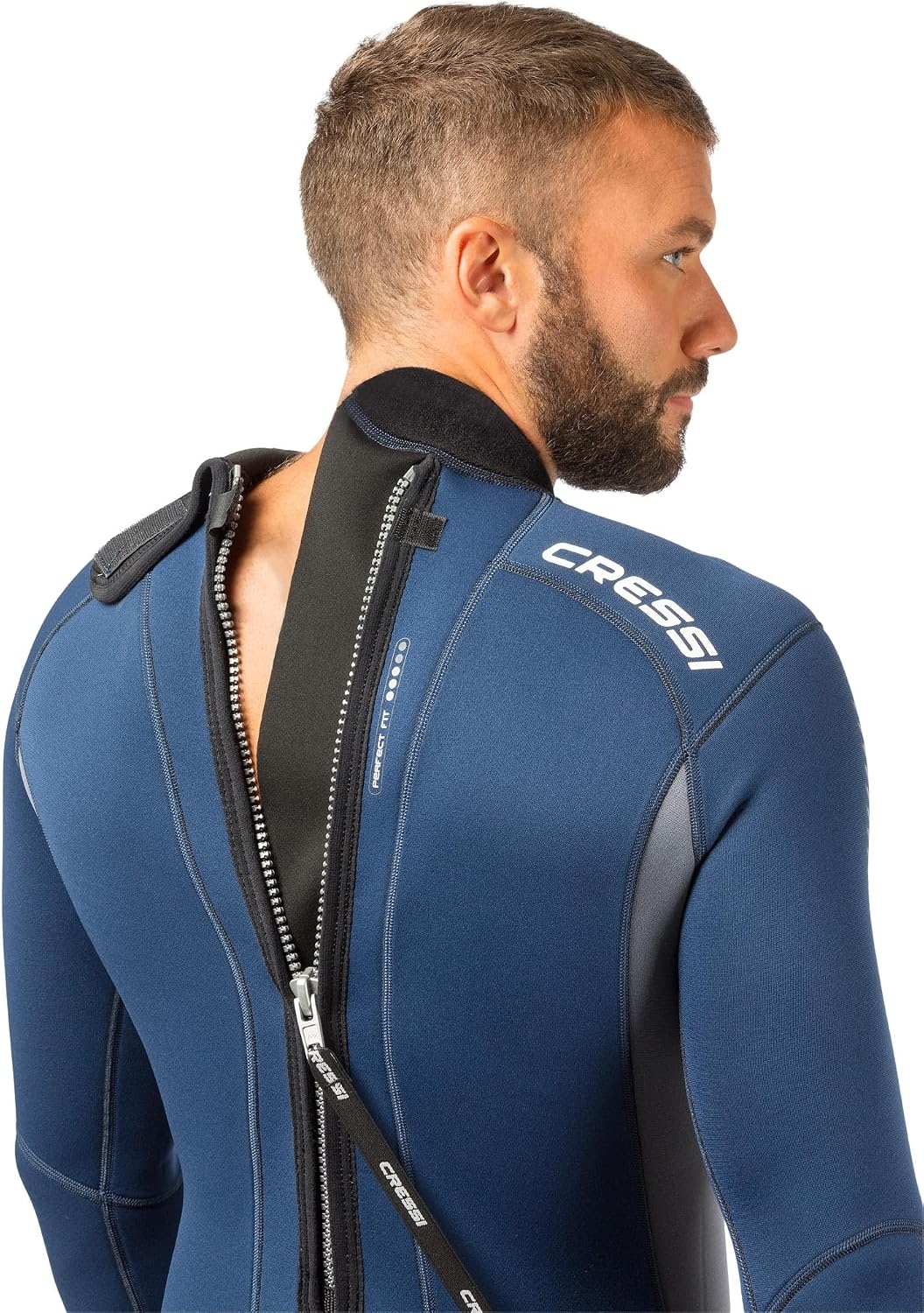 image:imageCressi Mens Full Wetsuit BackZip for Scuba Diving amp Water Activities Fast 3mm Designed in ItalyBlueGrey