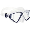 Cressi Adult 4-Lens Mask & Snorkel Set, Quattro + Pulse, Dry-Top Snorkel(Clear/Blue Navy)