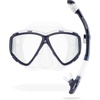 Cressi Adult 4-Lens Mask & Snorkel Set, Quattro + Pulse, Dry-Top Snorkel(Clear/Blue Navy)