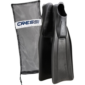 Cressi Clio Full Foot Pocket Fins, Black, 43/44 with Net Bag